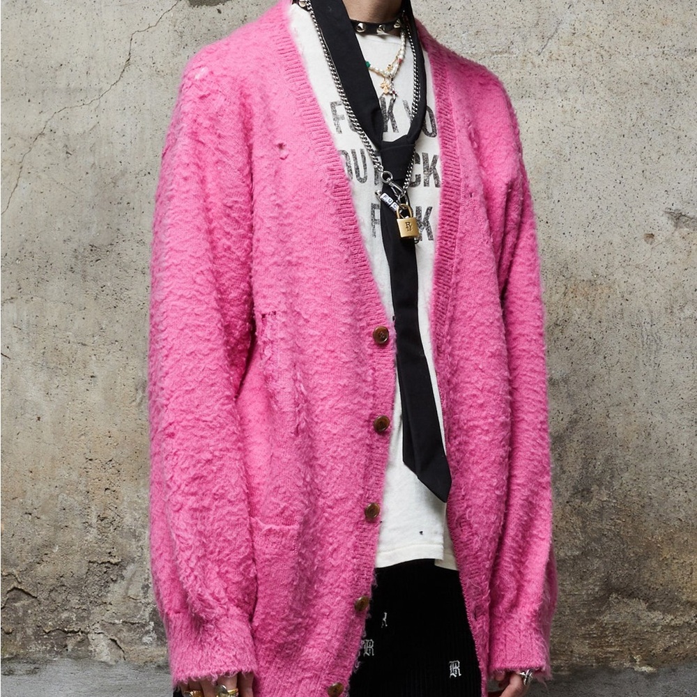 R13 Shaggy Oversized Distressed Edge Cardigan